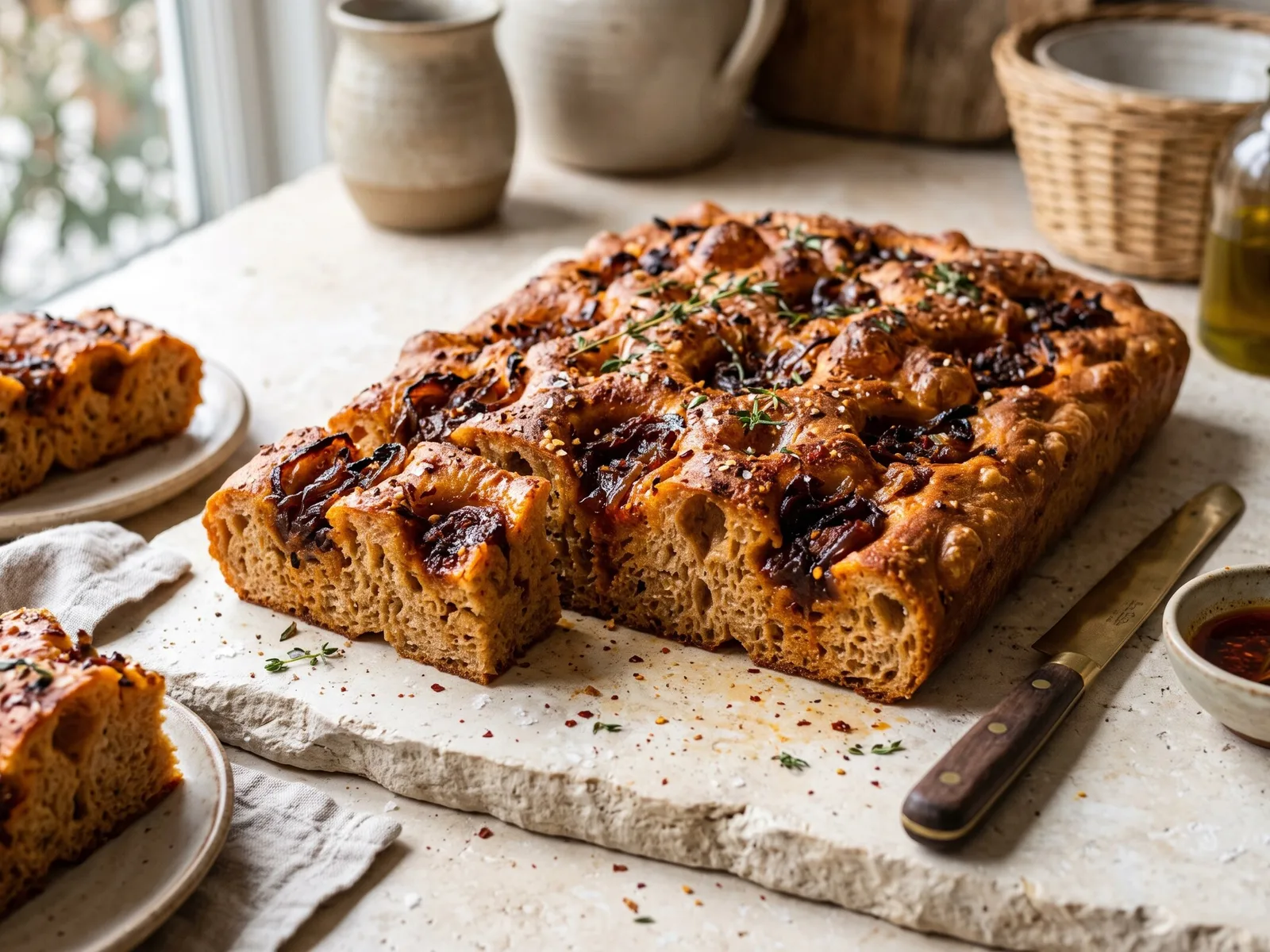 Berbere & Caramelized Onion Focaccia (Ethiopian-Inspired) — freshly baked