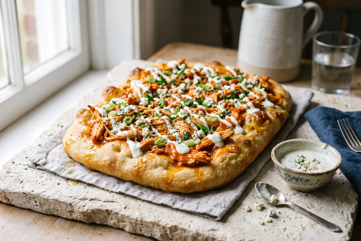 Buffalo Chicken Focaccia (Game-Day, American-Inspired) — freshly baked