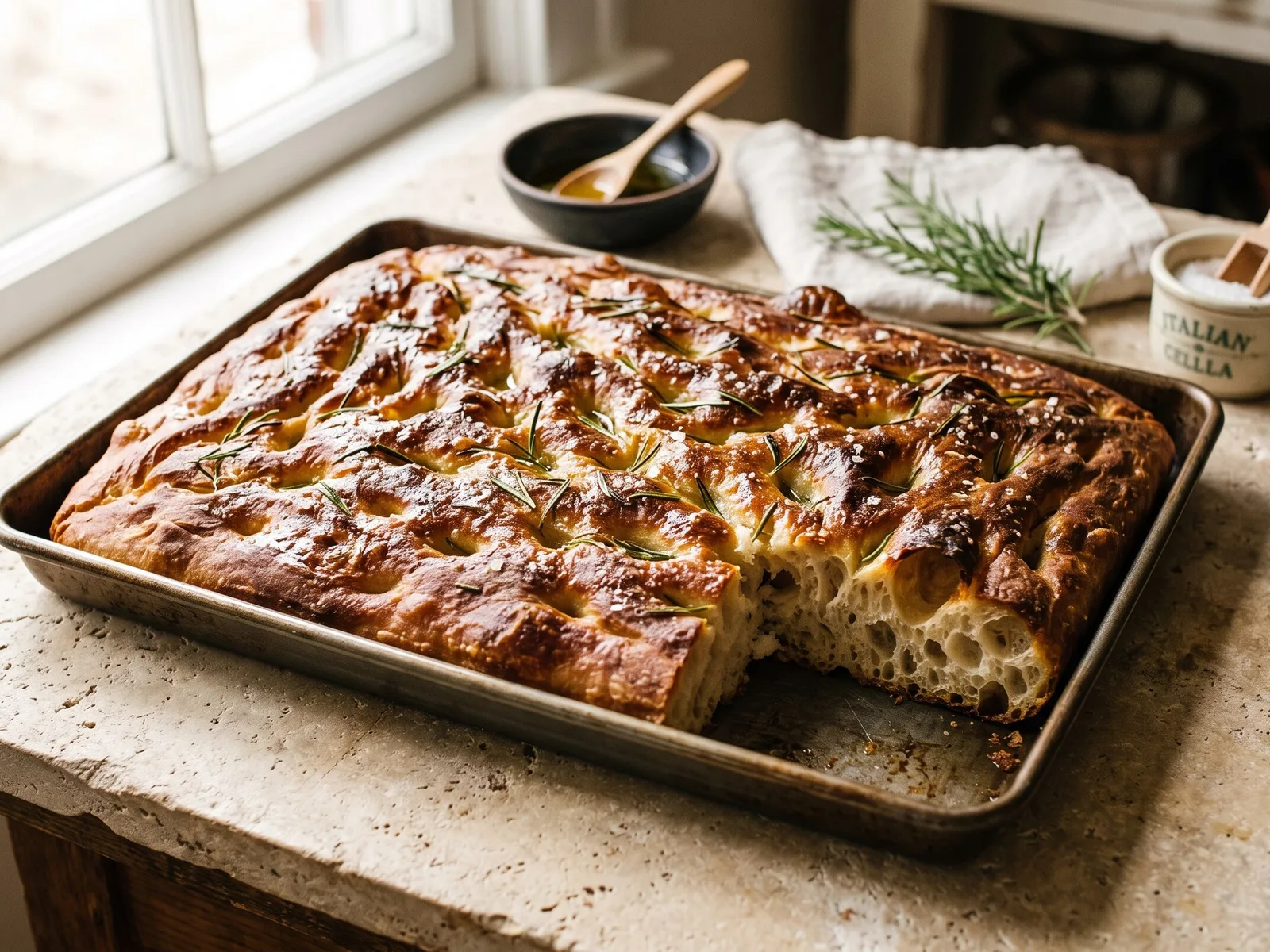 Classic Italian Focaccia — freshly baked