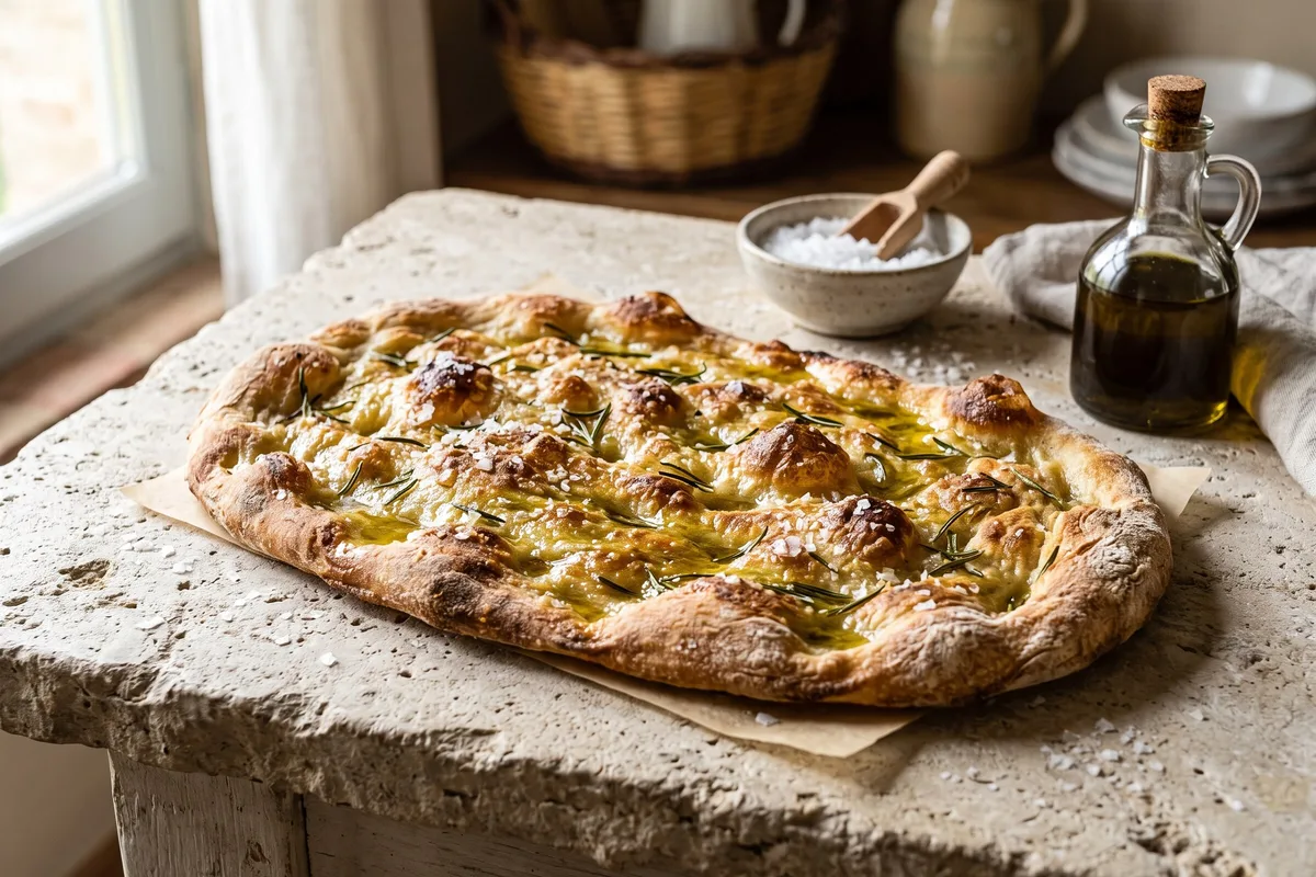 Schiacciata Toscana (Tuscan Olive-Oil Flatbread) — freshly baked