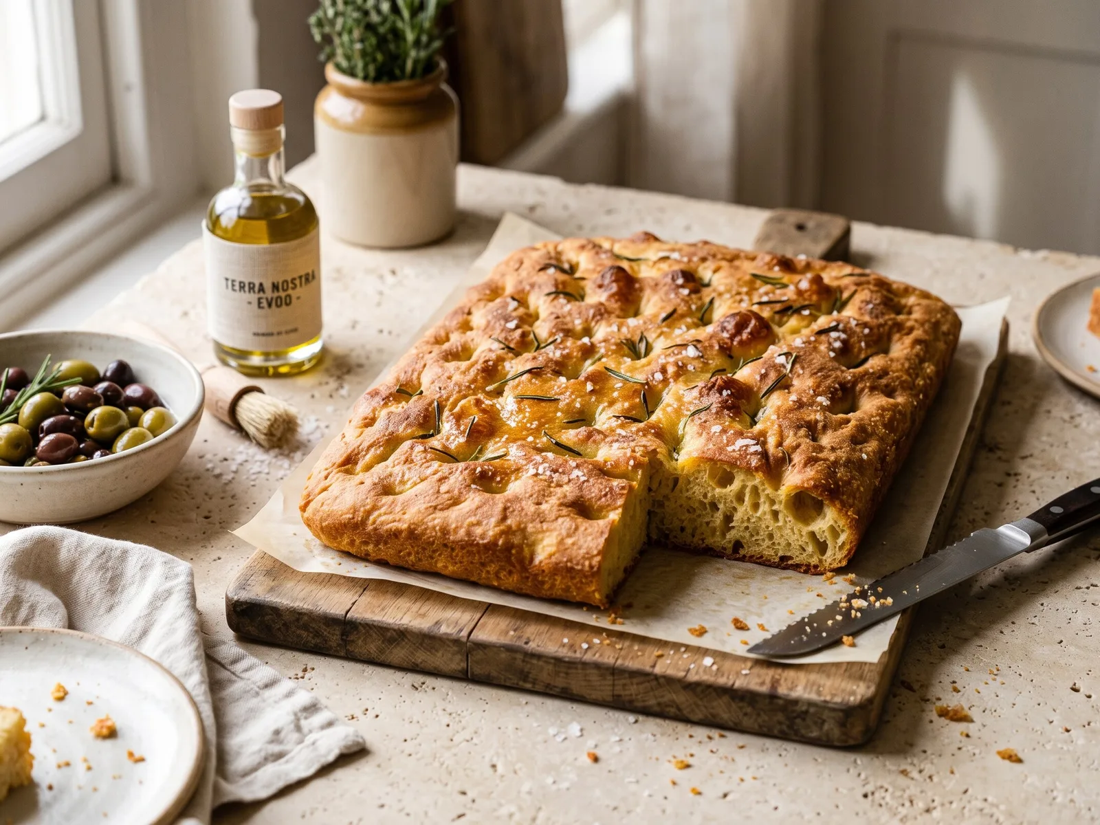 Semolina Focaccia (Semola Rimacinata Blend) — freshly baked
